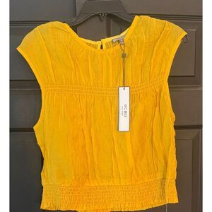 BCBG Women's Sleeveless Crew Neck Smocked Waist Blouson Top XL